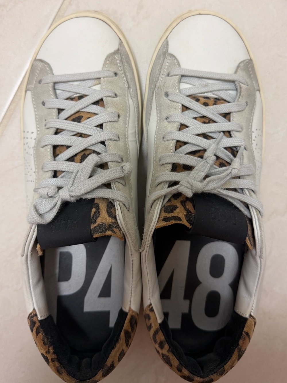 P448 John Leopard Low Top Sneakers White & Brown